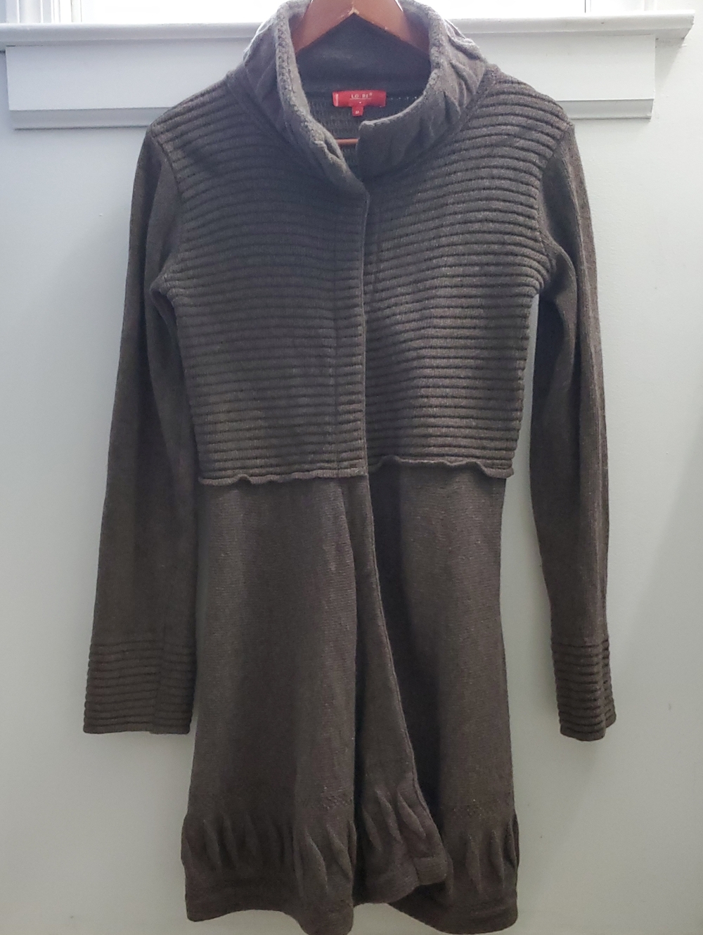 LO. RI. Made In Italy Lambswool Blend Sweater Cardigan Brown Gray Size Medium